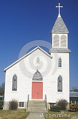 A church along the Missouri river in Augusta, Missouri Stock Photo