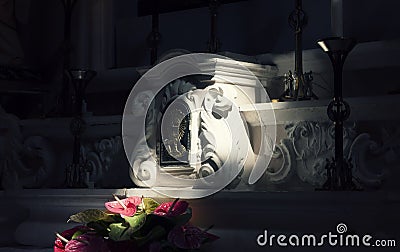 Church altar light ray mojo Stock Photo