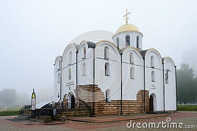 Church of Annunciation in misty morning, Vitebsk, Belarus Stock Photo