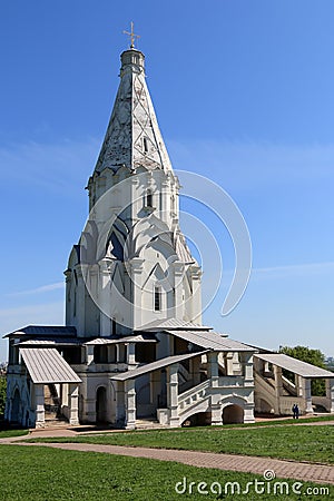 Moscow, Russia - May 11, 2018: The Church of the Ascension of the Lord in the Museum-Reserve Kolomenskoye Editorial Stock Photo