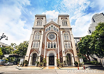 Church of Asia Assumption Cathedral, Bangkok Thailand. Tourist Attraction. Stock Photo