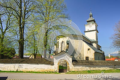 The Church of the Assumption of the Virgin Mary in Lubica with fortication wall Stock Photo