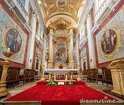 Church Basilica Altar at Sanctuary of Bom Jesus do Monte - Braga, Portugal Editorial Stock Photo