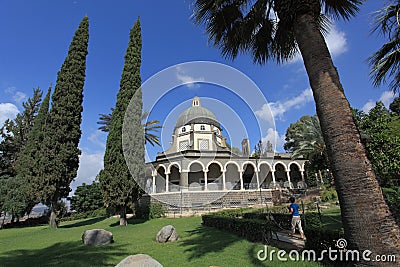 Church of the Beatitudes, Lake Tiberias Editorial Stock Photo