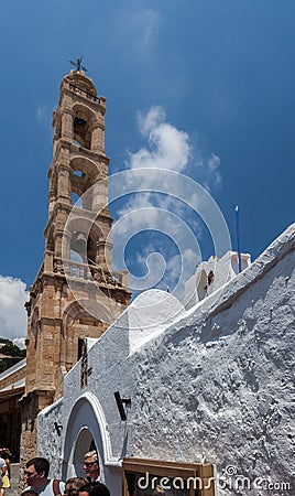 Church Bell Tower Lindos Rhodes Greece Editorial Stock Photo