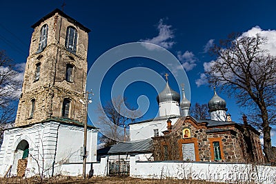 Church with a bell tower in the north-west of Russia. Stock Photo