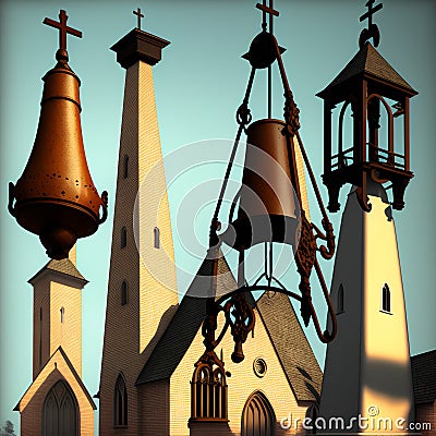 Church Bells, Generative AI Illustration Stock Photo