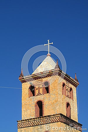 Church belltower in Puerto Quijarro, Santa Cruz, Bolivia Stock Photo