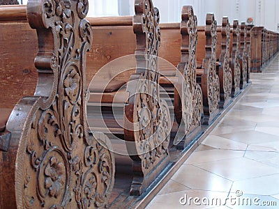 Church bench Stock Photo