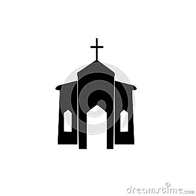 Church black silhouette logo icon Vector Illustration