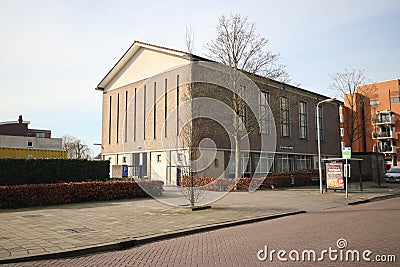 Church buiding of the reformed community at the Beijerinckstraat in Nieuwerkerk aan den Ijssel named Hervormd Centrum in the Nethe Editorial Stock Photo