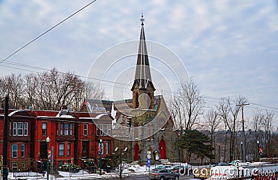 Church building in downtown Troy New York Stock Photo