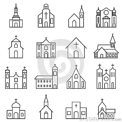 Church building icon vector set Vector Illustration