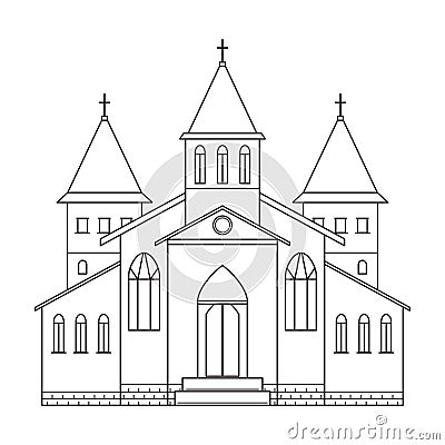 Church building. Line art style. Vector Illustration