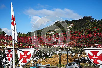 Church celebrations at the village of Camacha in the mountains above Funchal is a centre of weaving willow Editorial Stock Photo
