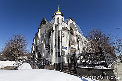 Church-Chapel of the Icon of Our Lady of Kazan, Moscow, Russia winter day Editorial Stock Photo