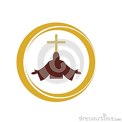 church christian line art logo design,Christian symbols Vector Illustration