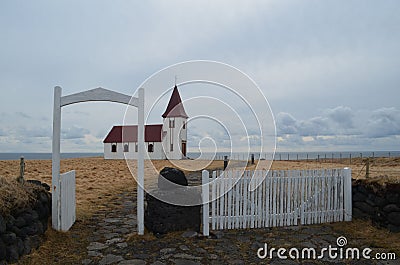 Church and a Church Courtyard in Hellnar Iceland Stock Photo