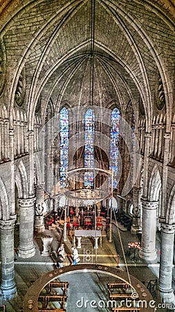 Church of Collegiale royale de Roncevaux on the Camino de Santiago Stock Photo