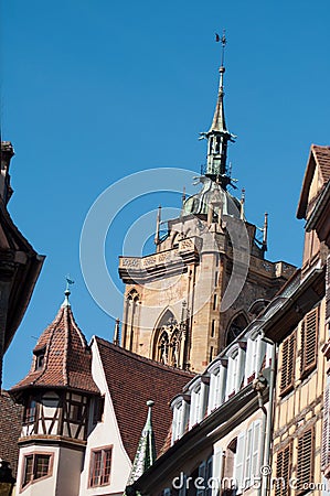 Church in Colmar collegiale Saint-Martin Stock Photo