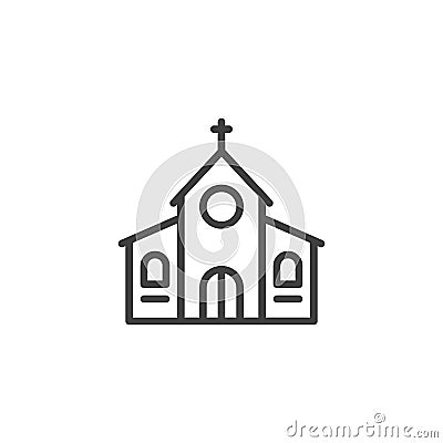 Church with cross line icon Vector Illustration