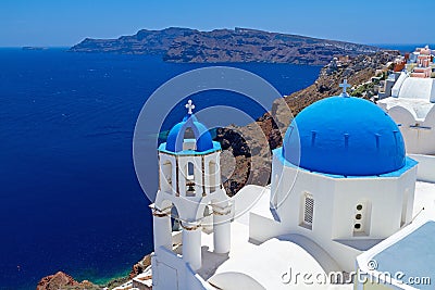 Church Cupolas of Santorini, Greece Stock Photo