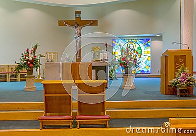 Church Decorated for a Wedding Stock Photo