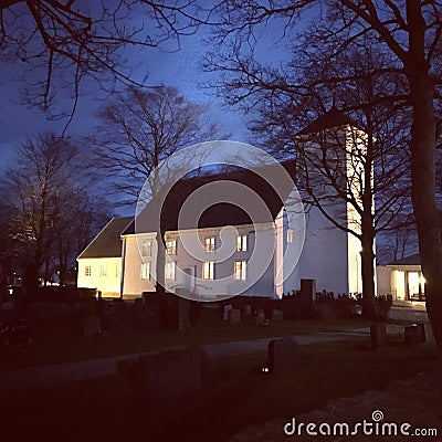 Church at the evening, Randaberg in Norway Stock Photo