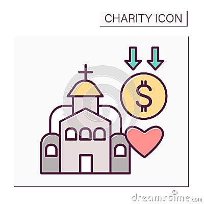 Church donation color icon Vector Illustration