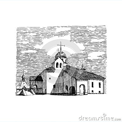 Church in the downtown, Saint Petersburg Vector Illustration