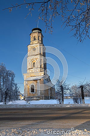 Fire Tower, former belfry of the Church of the Exaltation of the Holy Cross, in Rostov Great town, Russia Stock Photo