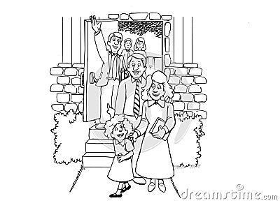 Church Family Vector Illustration