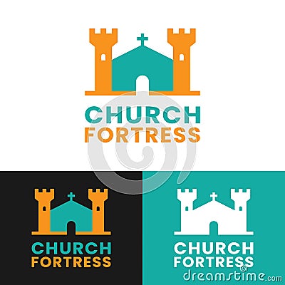 Church Fortress Logo Design Template Vector Illustration