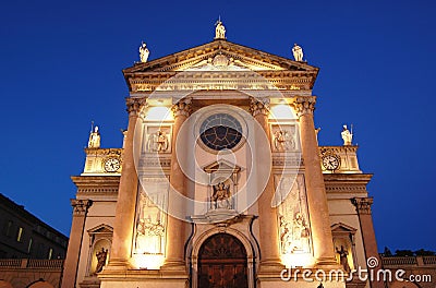 Church front at dusk Stock Photo