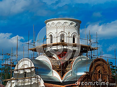 Church without golden dome under construction Stock Photo