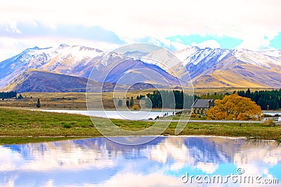 Church of the Good Shepherd at Lake Tekapo. Stock Photo