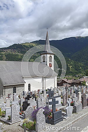 Church and graveyard Stock Photo