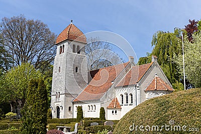 Højerup Kirke church on a summer day, Stevns Klint, Denmark Stock Photo