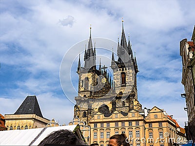 The Church of Our Lady before Tyn is a dominant feature of the Old Town of Prague, Czech Republic, Editorial Stock Photo