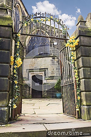 Haworth Church at Easter Stock Photo