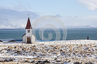 Church of Hellnar at the peninsula Snaefellsness, Iceland Stock Photo