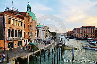 Church, historical buildings and Grand Canal, Venice, Italy Editorial Stock Photo