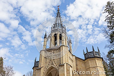 Neo Gothic Church of the Holy Apostles Peter and Paul in Shuvalov Park Stock Photo