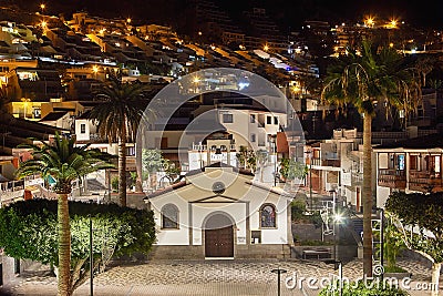 Church of the Holy Sprit in Los Gigantes by night, Tenerife, Spa Stock Photo