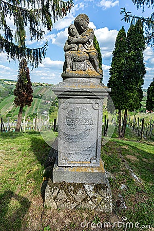 Tombstone in Lendavske Gorice, Slovenia Editorial Stock Photo