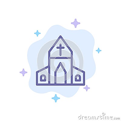 Church, House, Easter, Cross Blue Icon on Abstract Cloud Background Vector Illustration