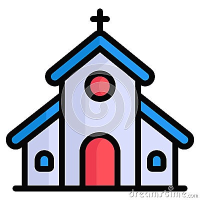 Church icon, Christmas and celebrations. Color Outline symbol collection. Editable vector Design Vector Illustration