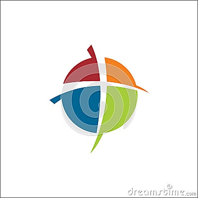 Church icon logo circle solid Vector Illustration