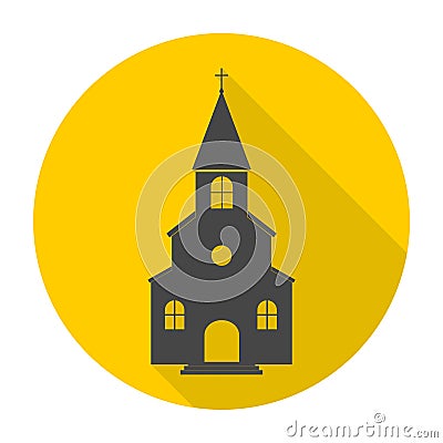 Church icon with long shadow Vector Illustration