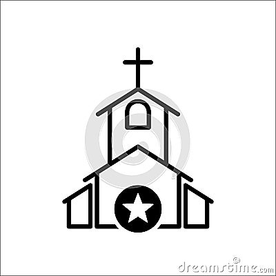 Church icon, Religion building, christian, christianity temple icon with star sign. Church icon and best, favorite, rating symbol Vector Illustration